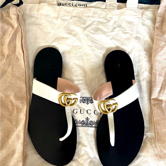 Gucci Marmont Flat Leather Thong GG sandals -never worn US 9 EU 39 - Picture 6 of 8